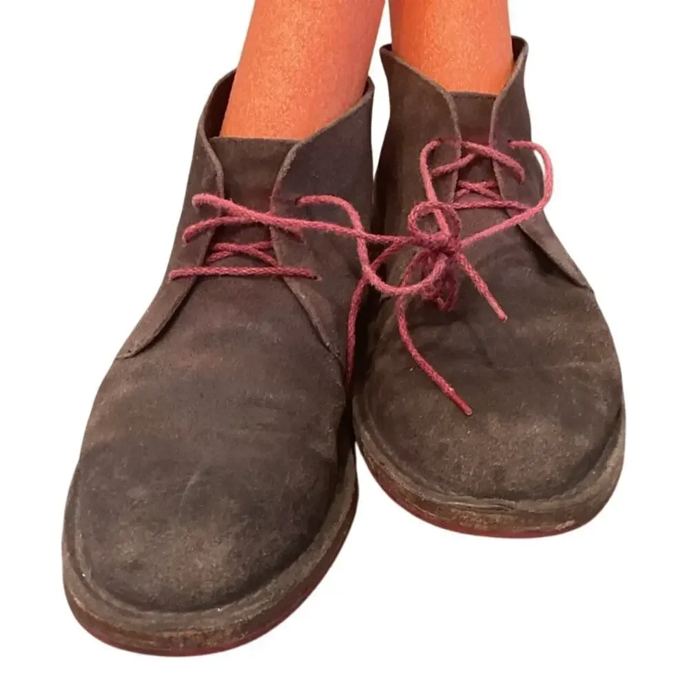 Cole Haan Paul Chukka Boots Brown Distressed Suede Leather Mens US 9M 9 C09565